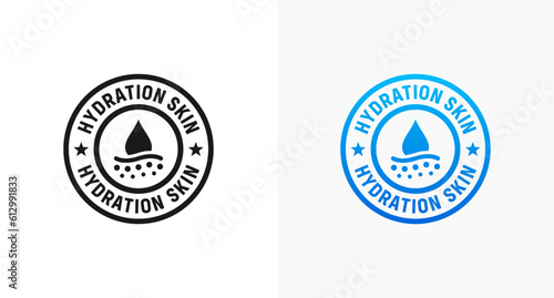 Hydration skin sign or Hydration skin stamp vector isolated in flat style. Best Hydration skin sign vector for product packaging design element. Hydration skin stamp for packaging design element.