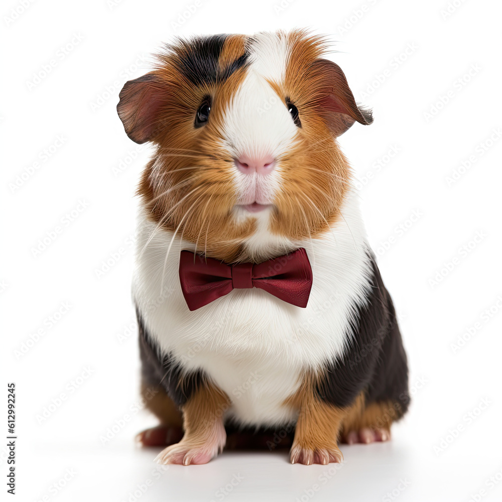 Adorable Cute Baby Guinea Pig Animal in a Bow Tie Close Up Portrait on White Background Nursery, Kid's, Children's room, pediatric office Digital Wall Print Art Generative AI Adorable Cute Baby Guinea Pig Animal in a Bow Tie Close Up Portrait on White Background Nursery, Kid's, Children's room, pediatric office Digital Wall Print Art Generative AI