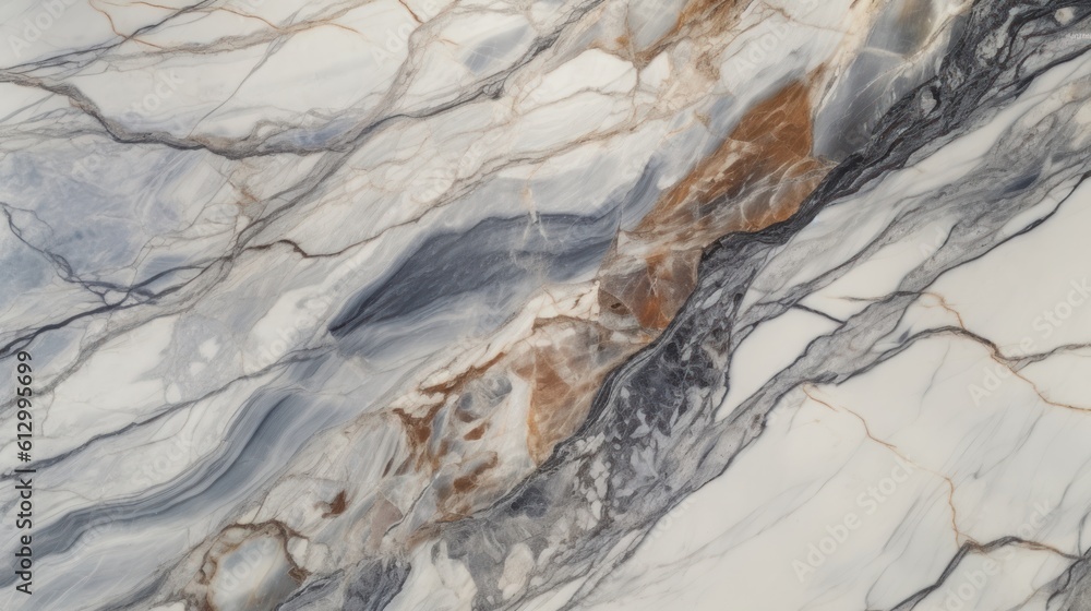 Fototapeta premium Marble stone texture that embodies the raw power of a roaring waterfall, with cascading veins of gray and white