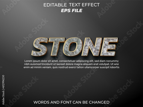 stone text effect, font editable, typography, 3d text. vector template