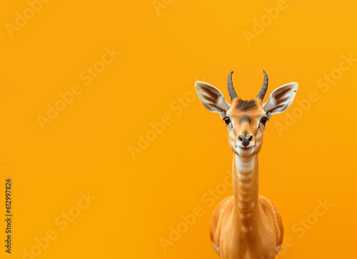 portrait of a antelope  on an orange background © Alezhano