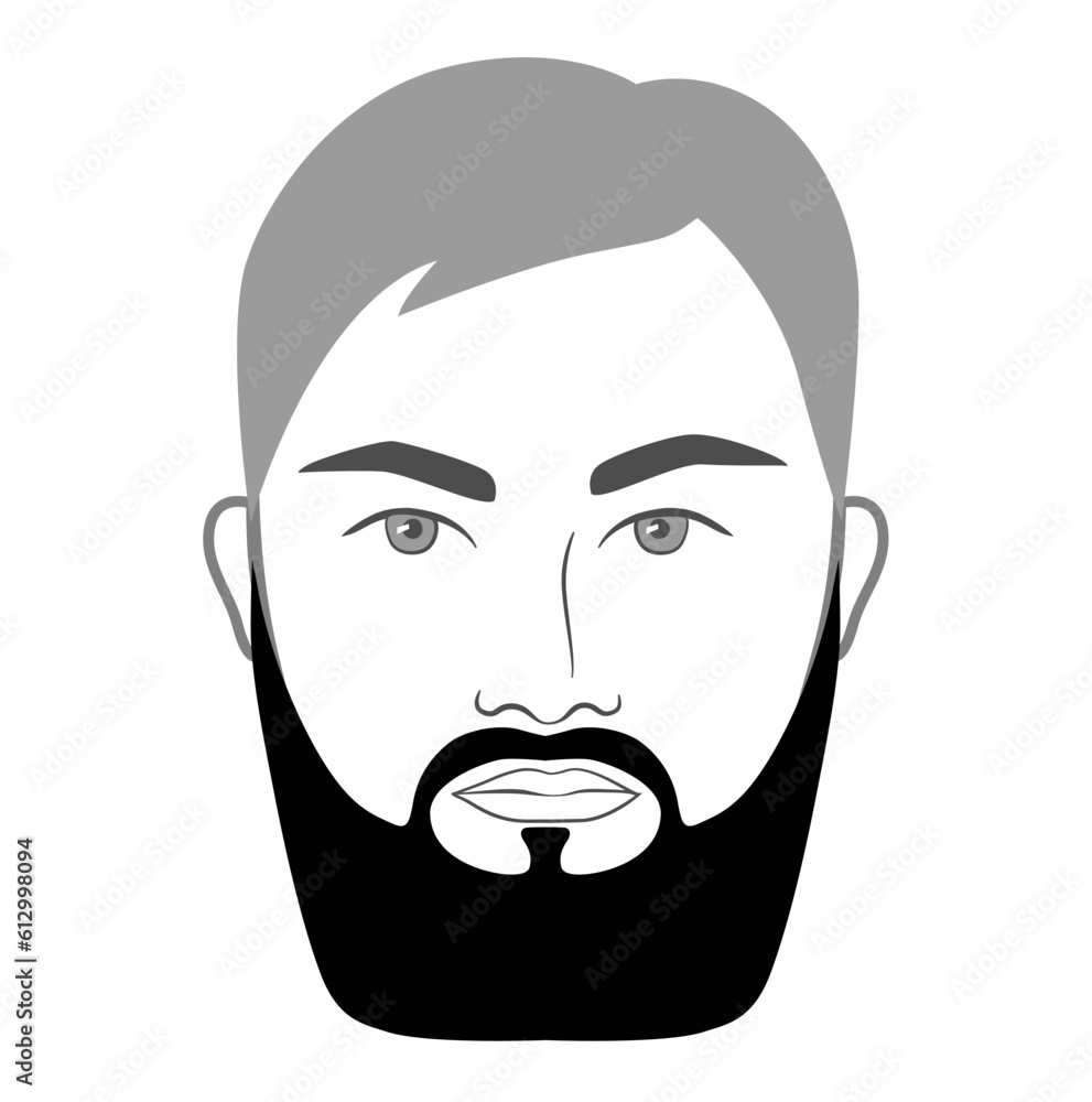 Garibaldi Beard style men in face illustration Facial hair mustache. Vector grey black portrait male Fashion template flat barber collection set. Stylish hairstyle isolated outline on white background Garibaldi Beard style men in face illustration Facial hair mustache. Vector grey black portrait male Fashion template flat barber collection set. Stylish hairstyle isolated outline on white background