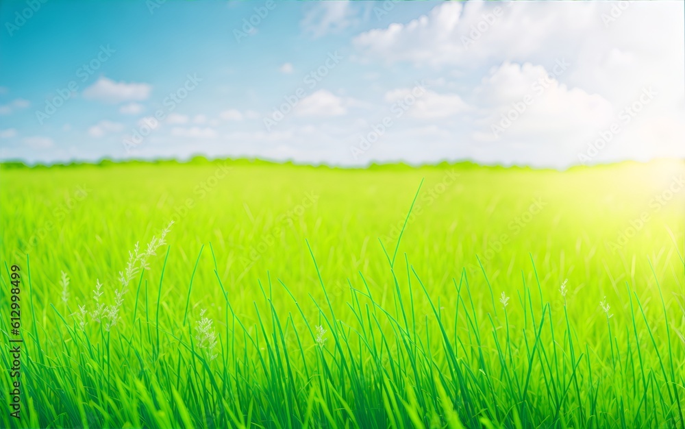 Fresh green grass background in sunny summer day illustration 
