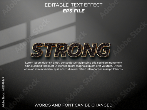 strong text effect, font editable, typography, 3d text. vector template