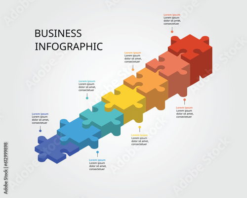 jigsaw graph ladder chart template for infographic for presentation for 7 element