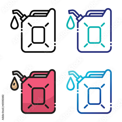 Jerrycan of fuel icon design in four variation color