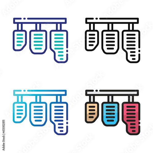 Brake pedal car icon design in four variation color