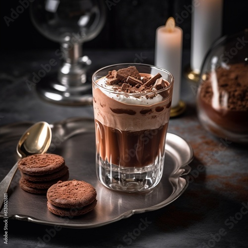 Traditional Italian Bicerin Drink with Layers of Chocolate, Coffee, and Cream