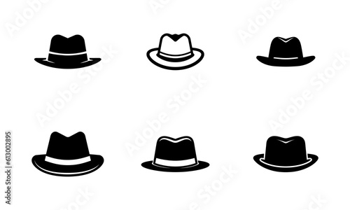 Set of hat vector illustration in black flat color, usable as icon or logo design