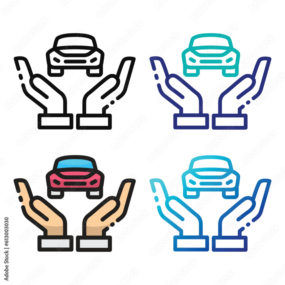 Car insurance icon design in four variation color Car insurance icon design in four variation color