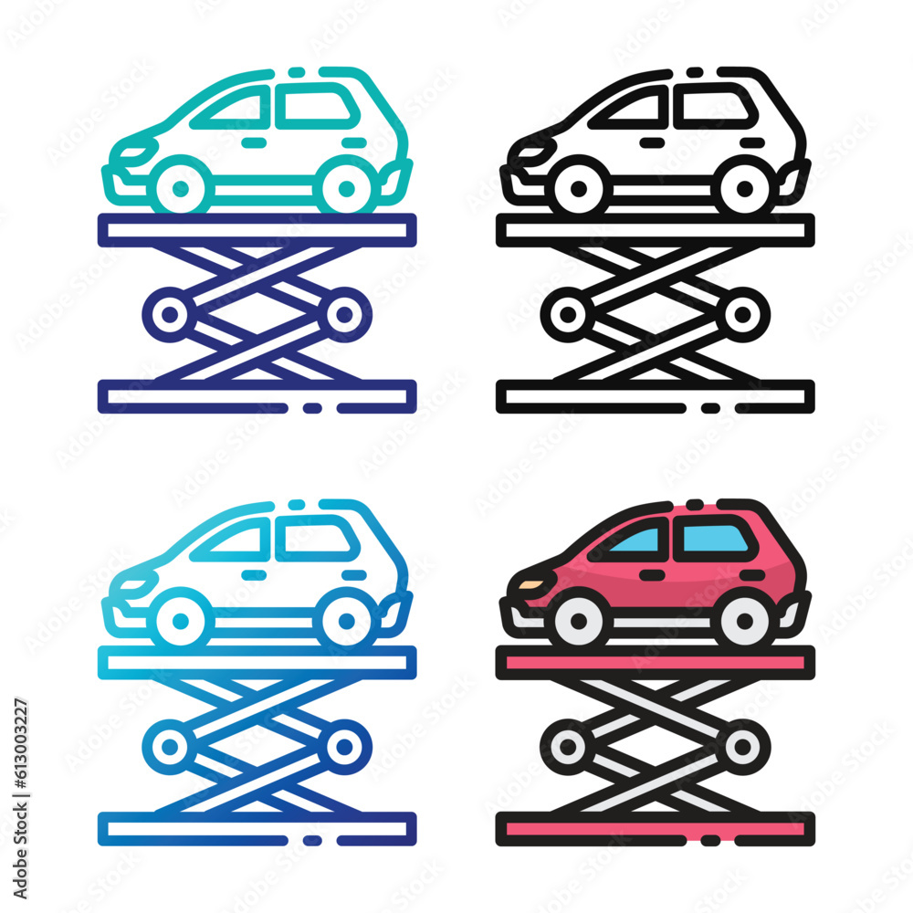 Car hydraulic icon design in four variation color