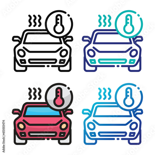 Car temperature icon design in four variation color