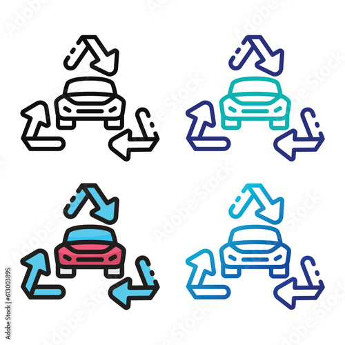 Car scrap reusable icon design in four variation color