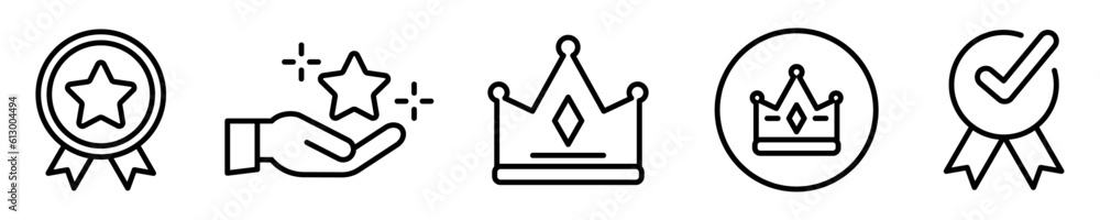 Conjunto de iconos de premium. Etiqueta de producto o servicio de primera calidad. Ilustración vectorial