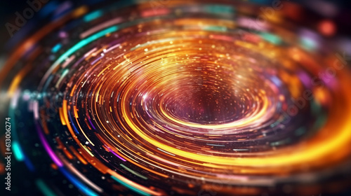 A luminous spiral in a dark background. Generative ai