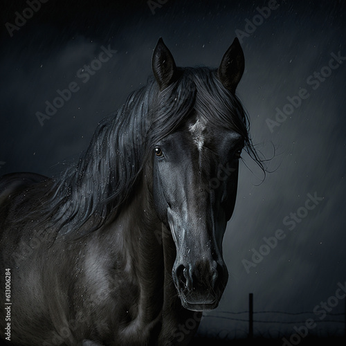 horse in the night  - Created with Generative AI Technology © Faris
