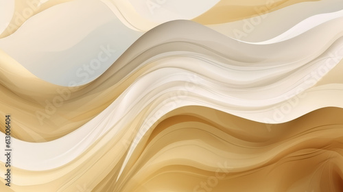 A minimalist abstract background with flowing beige and white waves. Generative ai