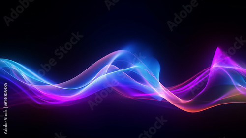 A vibrant light wave on a dark backdrop. Generative ai