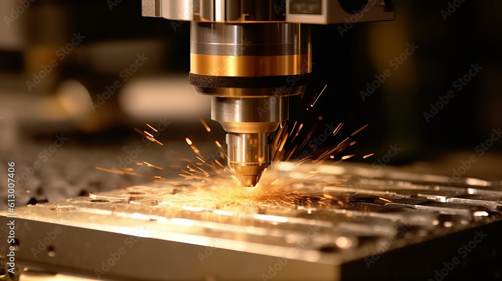A metal cutting machine at work. Generative ai A metal cutting machine at work. Generative ai