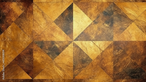 A decorative tiled floor with a geometric pattern in brown and black. Generative ai