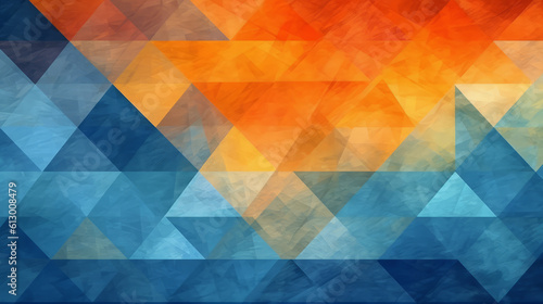 A vibrant and colorful abstract background composed of various sized triangles. Generative ai