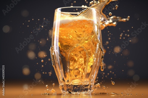 Glass with beer splashes. Generative AI