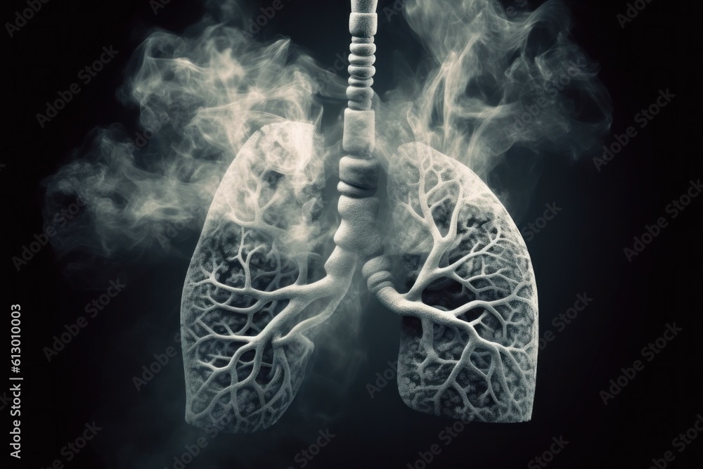 Abstract lungs in smoke. Medicine concept. AI generated, human enhanced Abstract lungs in smoke. Medicine concept. AI generated, human enhanced