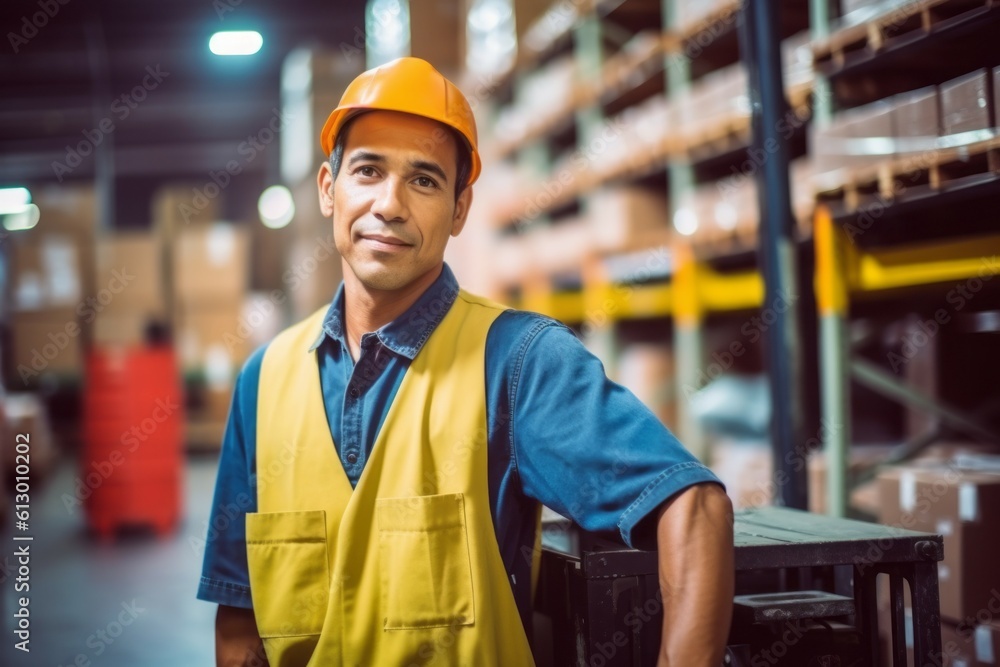 A man is a storekeeper in a warehouse. Professional worker. AI generated, human enhanced A man is a storekeeper in a warehouse. Professional worker. AI generated, human enhanced