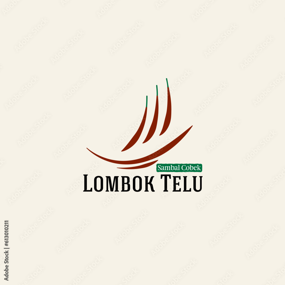 illustration of logo sambal cobek lombok telu traditonal food from indonesia illustration of logo sambal cobek lombok telu traditonal food from indonesia