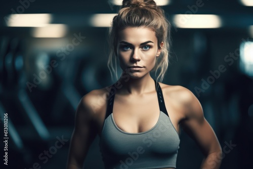 Woman exercising in a fitness club. The concept of a healthy lifestyle. AI generated, human enhanced © top images