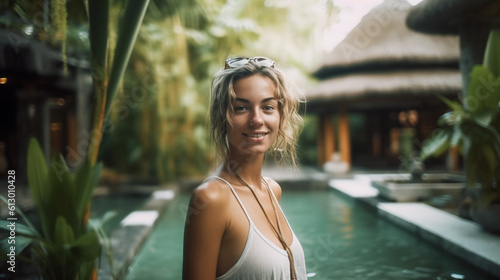 young adult female stands i...