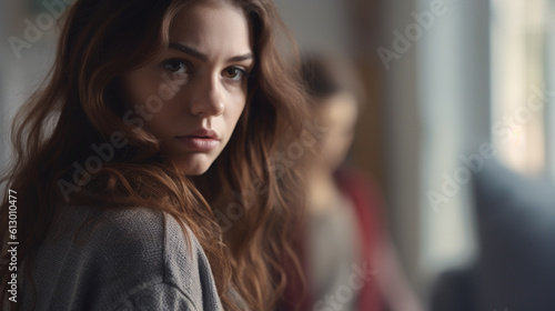 Wallpaper Mural young adult woman, teenager or woman, girl with sad eyes, depressed or hurt feelings Torontodigital.ca