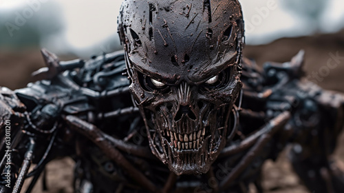 damaged robot, horror and e...