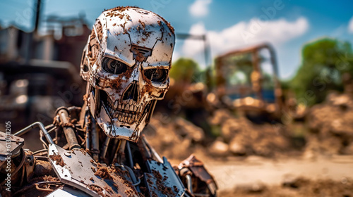 outdated rusty robot, horro...