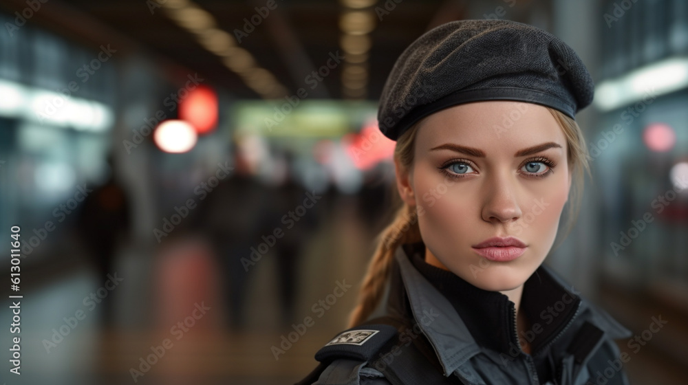 a federal police officer, in uniform, police uniform, border guard and customs officer, customs and control, on patrol, caucasian woman or special unit a federal police officer, in uniform, police uniform, border guard and customs officer, customs and control, on patrol, caucasian woman or special unit