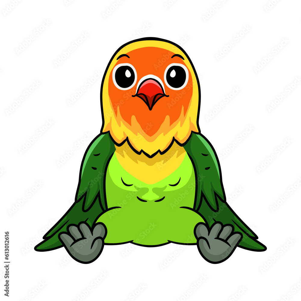 Obraz premium Cute fischer love bird cartoon sitting