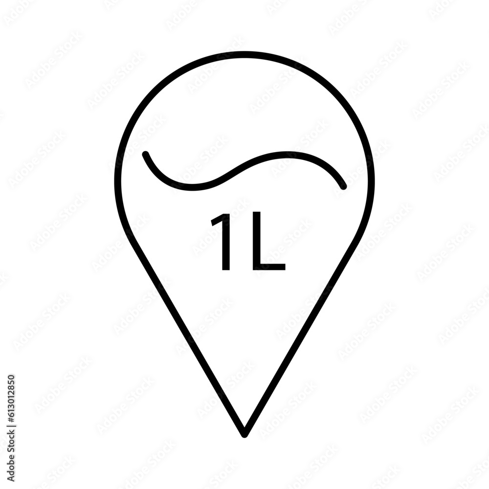 1 liter icon, fluid volume in liters, liquid drop, litre thin line web symbol. Vector illustration. stock image. 1 liter icon, fluid volume in liters, liquid drop, litre thin line web symbol. Vector illustration. stock image.