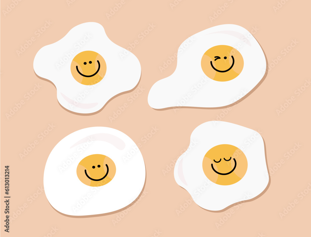 Set of Cute Fried Eggs Vector Illustration Set of Cute Fried Eggs Vector Illustration