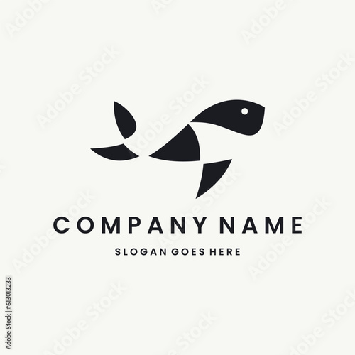 Fish Logo vector design template black logo and white background