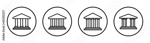 Bank icon set illustration. Bank sign and symbol, museum, university