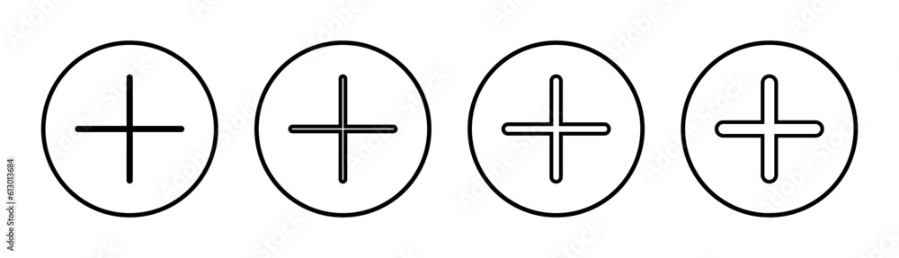 Plus Icon set illustration. Add plus sign and symbol Plus Icon set illustration. Add plus sign and symbol