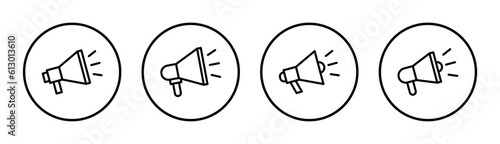 Megaphone icon set illustration. Loudspeaker sign and symbol