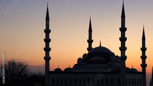 mosque at sunset © muhamad