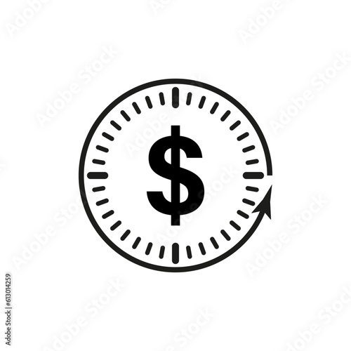time is money icon, dollar with clock linear sign isolated. Vector illustration. stock image.