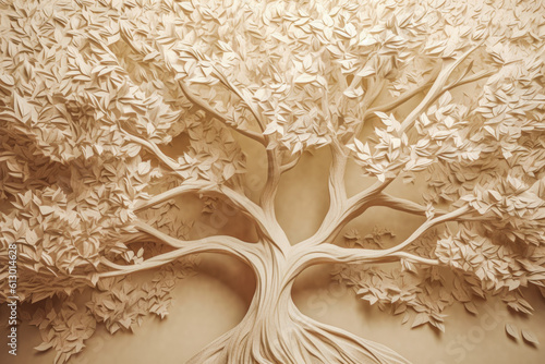 Fotografie, Tablou Paper tree 3d illustration, Generative AI