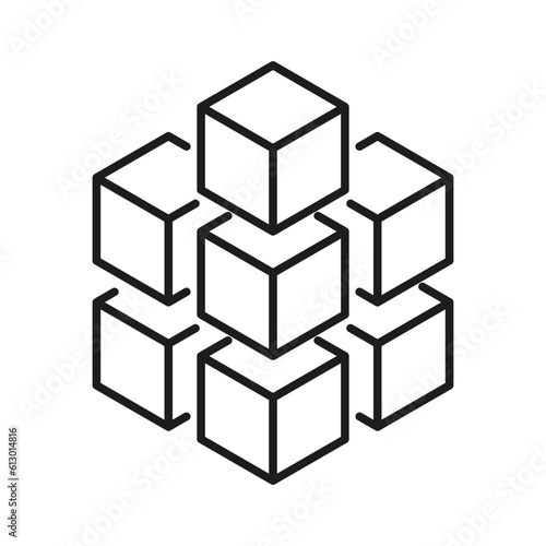 blockchain icon, block chain technology for finance. Vector illustration. stock image.