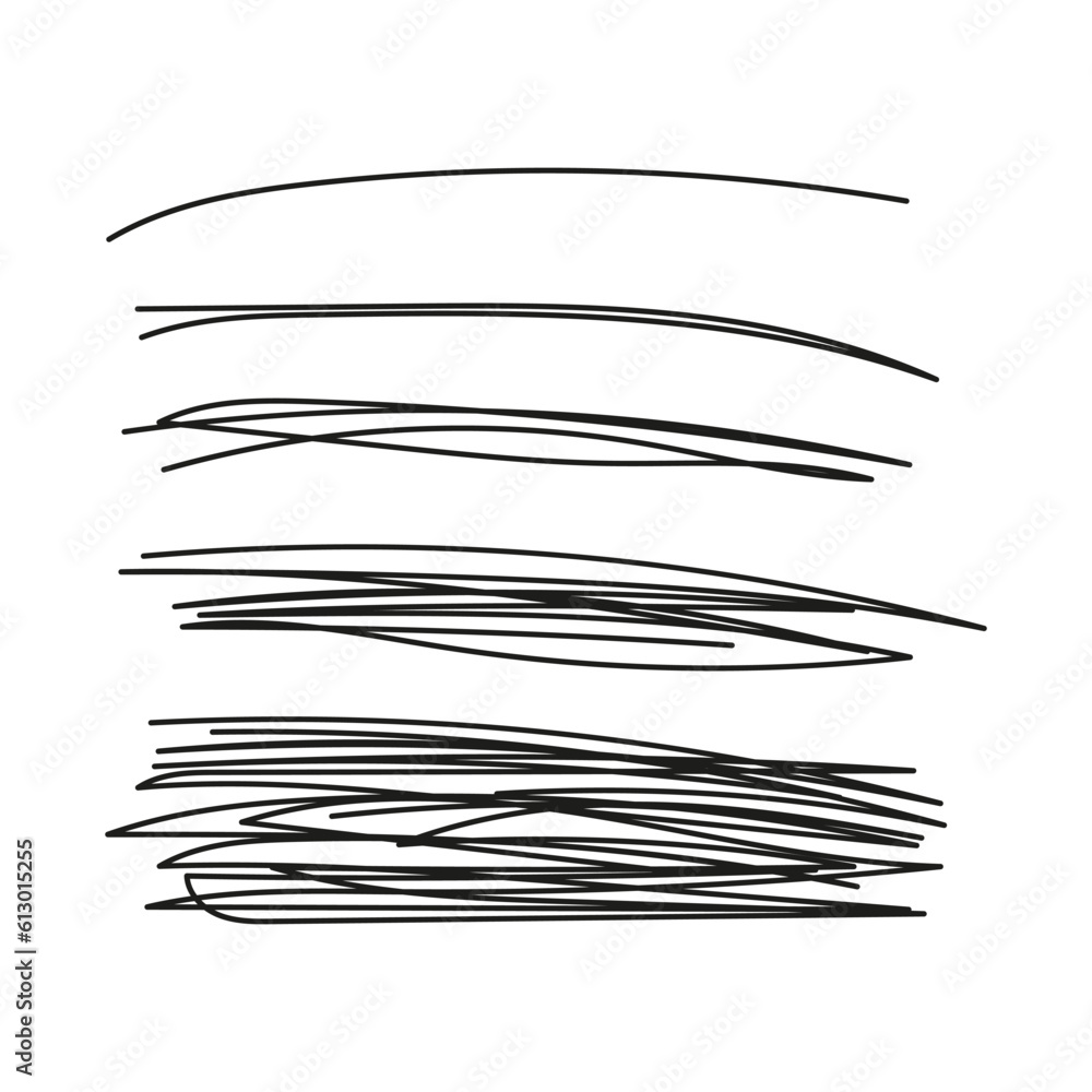Set of Hand Drawn Scribble Smears. scrabble stroke, scratch, marker pen lines. Vector illustration. stock image. Set of Hand Drawn Scribble Smears. scrabble stroke, scratch, marker pen lines. Vector illustration. stock image.