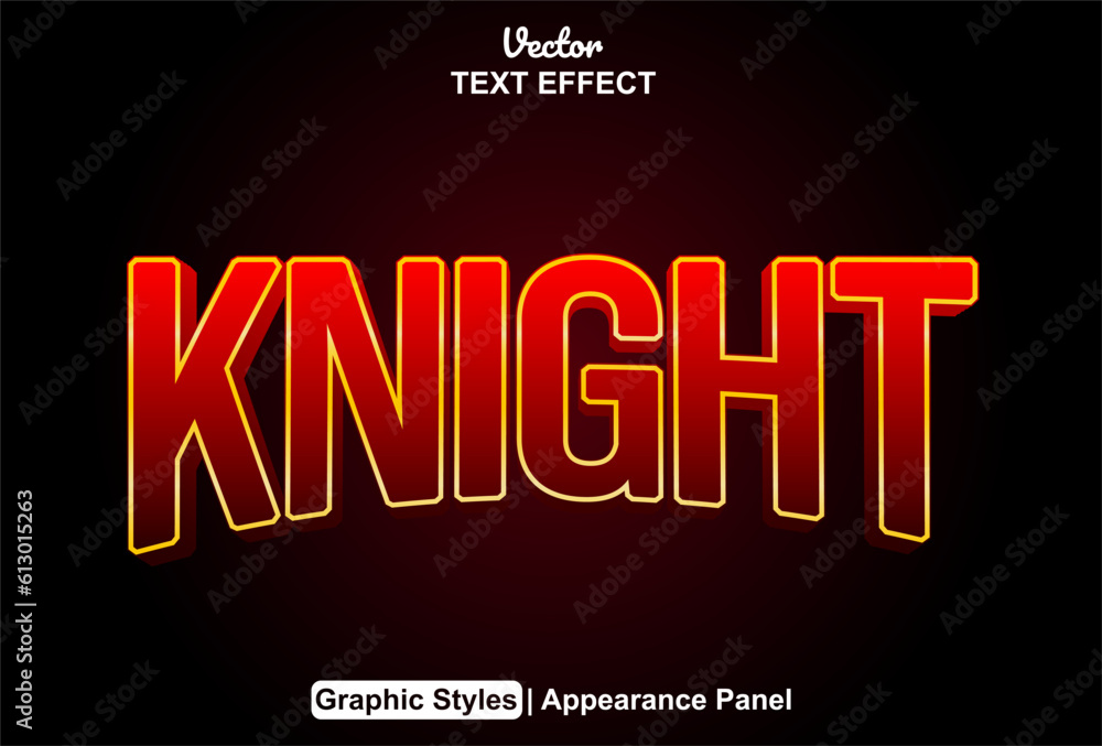 knight text effect with red graphic style and editable.