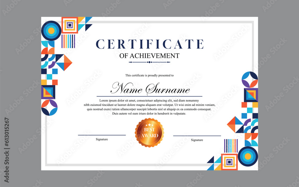 Fototapeta premium modern simple certificate design a4 geometric luxury certificate