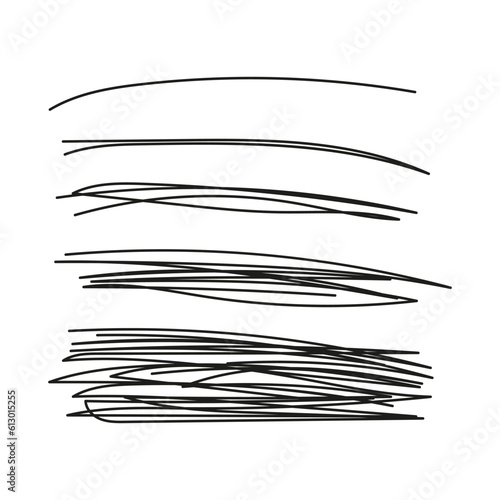 Set of Hand Drawn Scribble Smears. scrabble stroke, scratch, marker pen lines. Vector illustration. stock image.